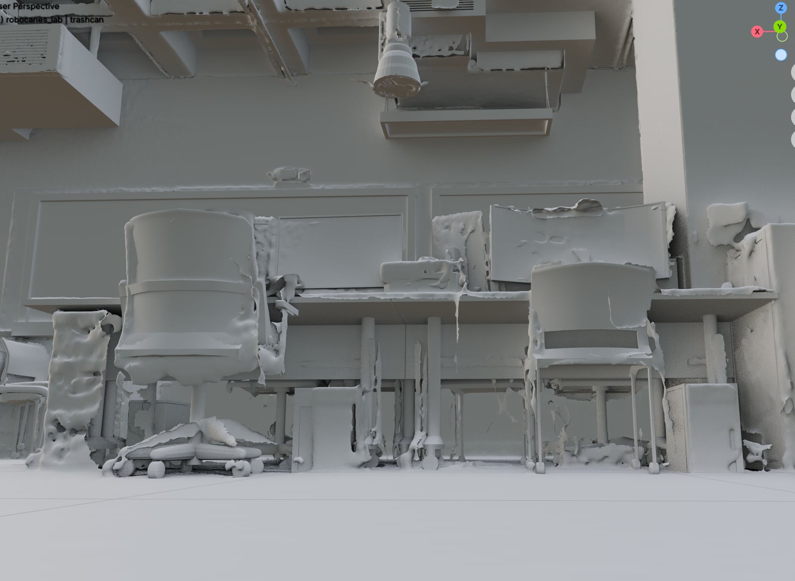 Under-desk details for clearances and support geometry.