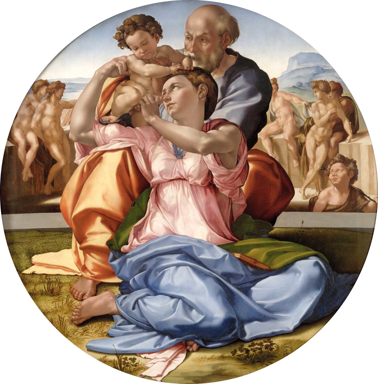Michelangelo | Doni Tondo/The Holy Family (1504-1507) | oil and tempera on panel.