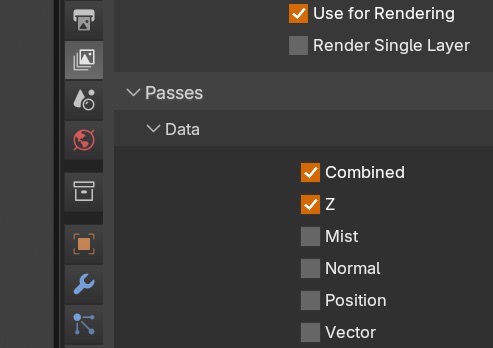 View Layer passes: Combined + Z enabled