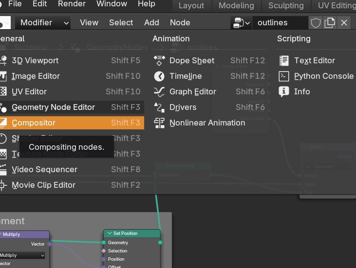 Compositor opened with Use Nodes enabled