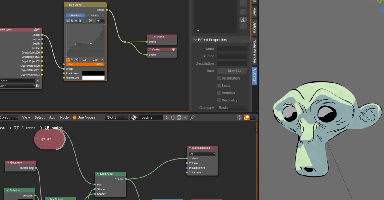 Viewport showing compositor affecting the render