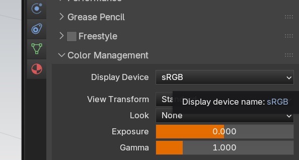 Color Management: View Transform set to Standard