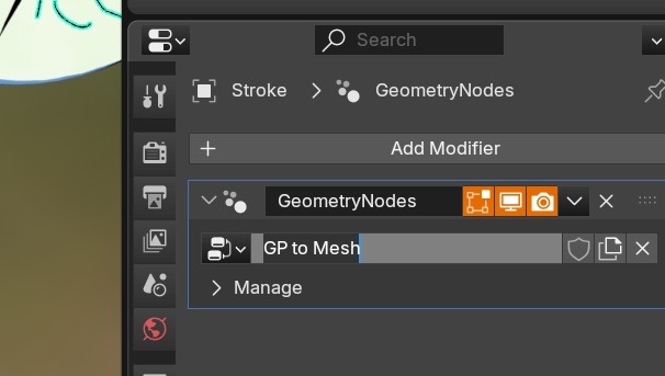 Node group named gp to mesh