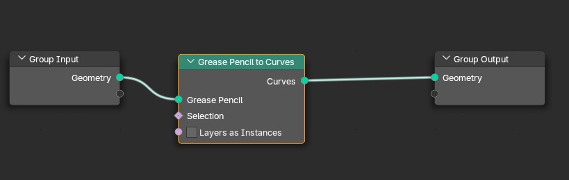 Grease Pencil to Curves node added (Layers as Instances unchecked)