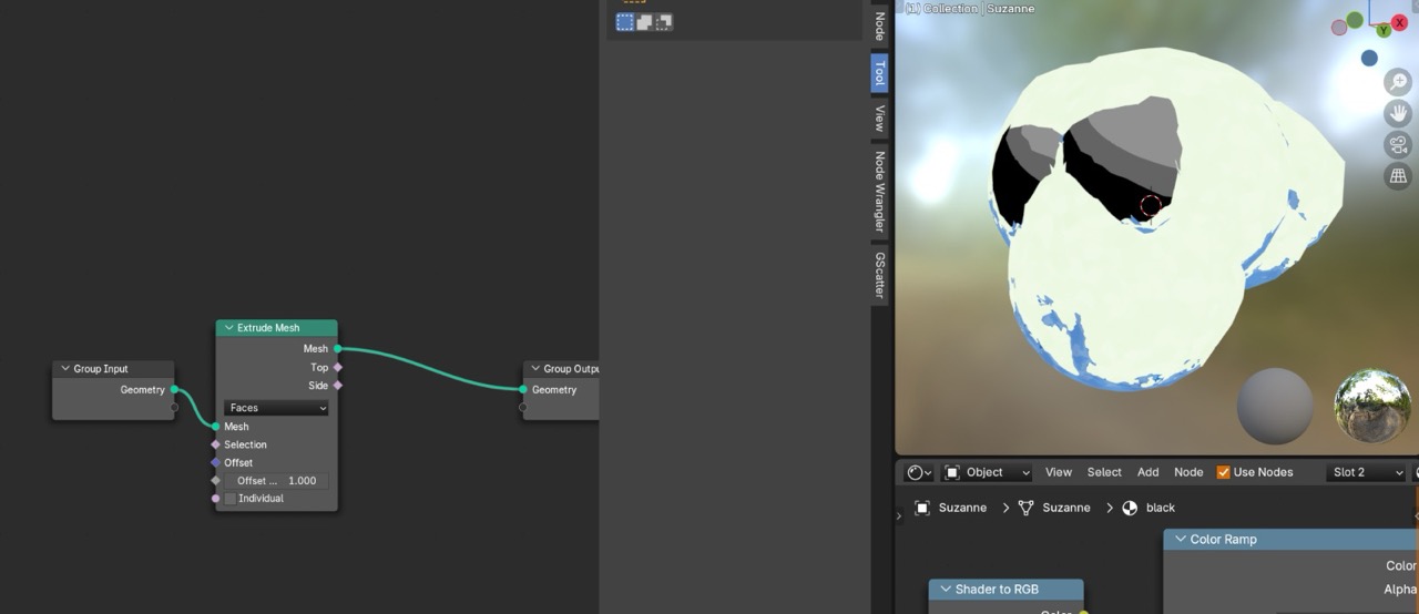 Extrude settings adjusted