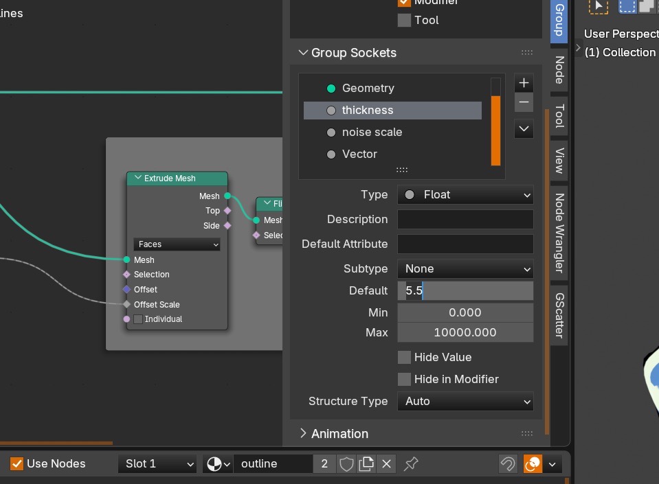 Group input defaults in N-panel