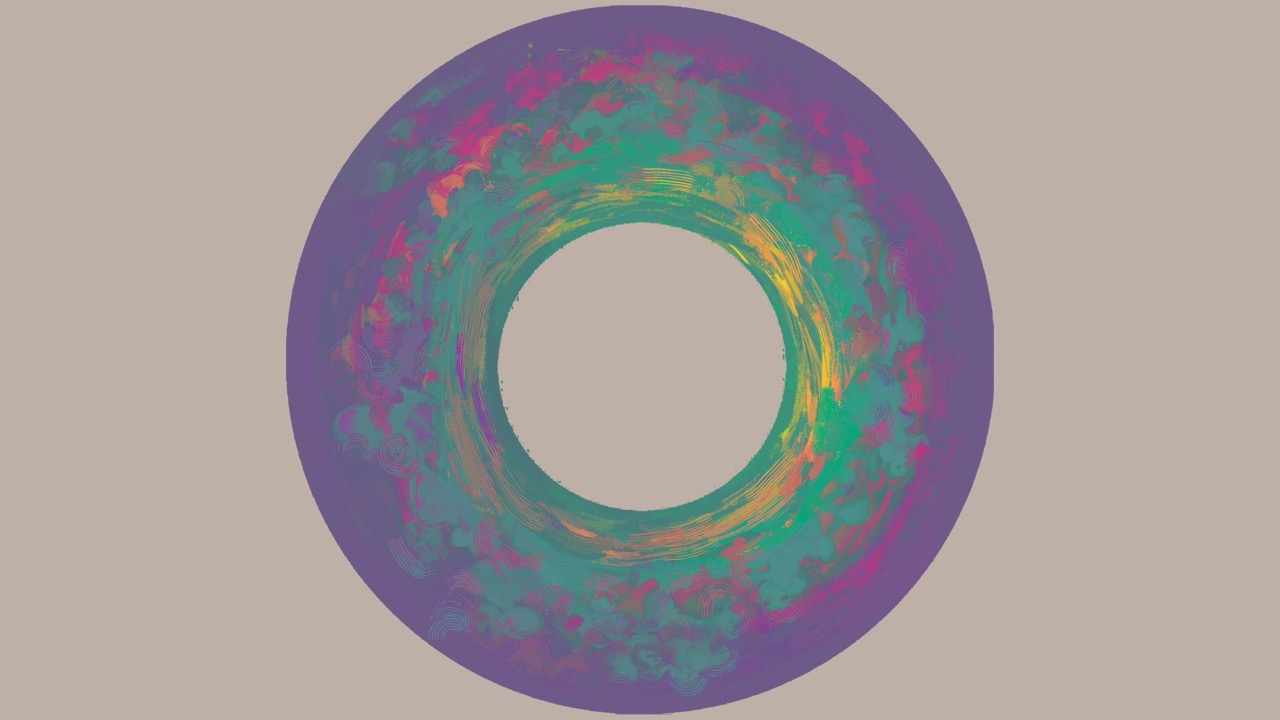 Night palette: purples and greens with a brighter rim to support the white rabbit.