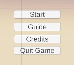 Start screen with Start, Guide, Credits, Quit