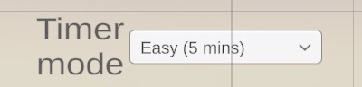 Timer mode dropdown: Easy 5 min, Medium 3 min, Hard 1 min