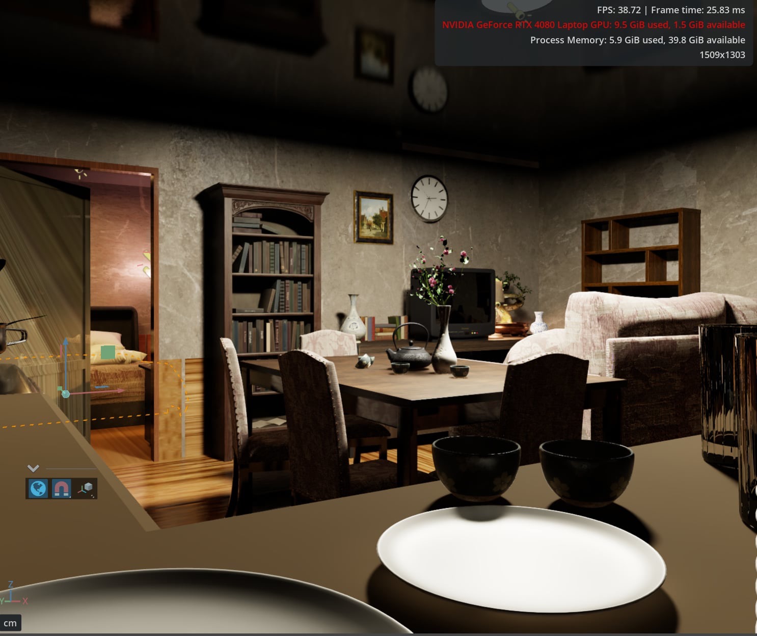 Experimenting with different lighting setups in USD Composer to achieve the desired ambiance.