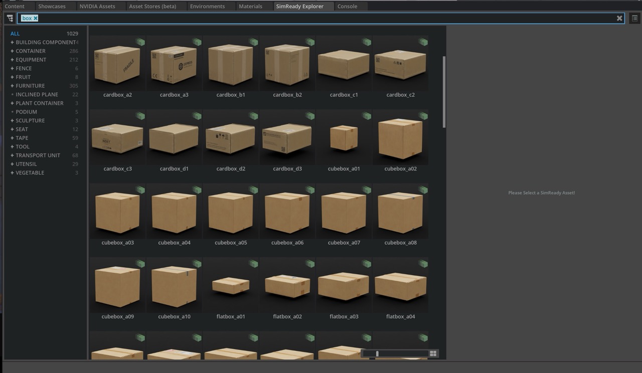 Furniture and assets from NVIDIA's Asset Library