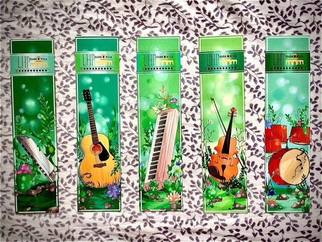 Showcase of physical bookmark copies.