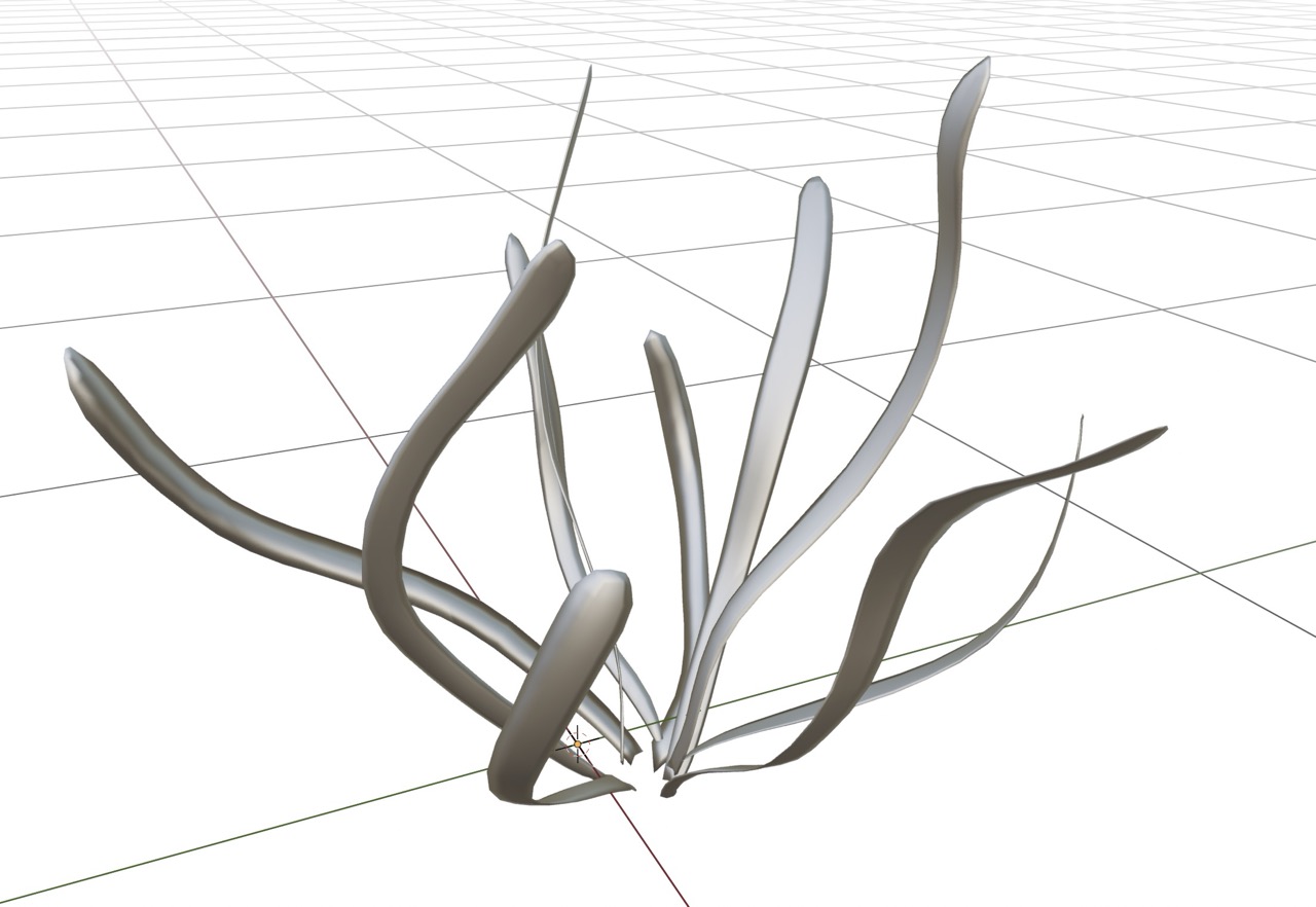 Refinement of the turtlegrass model in Blender, showcasing the transition from Nomad Sculpt to a more refined mesh.
