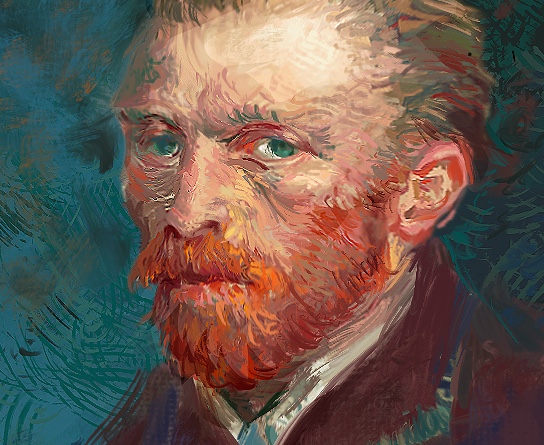 Close-up detail showing the digital recreation and personal interpretation of Van Gogh's brushwork