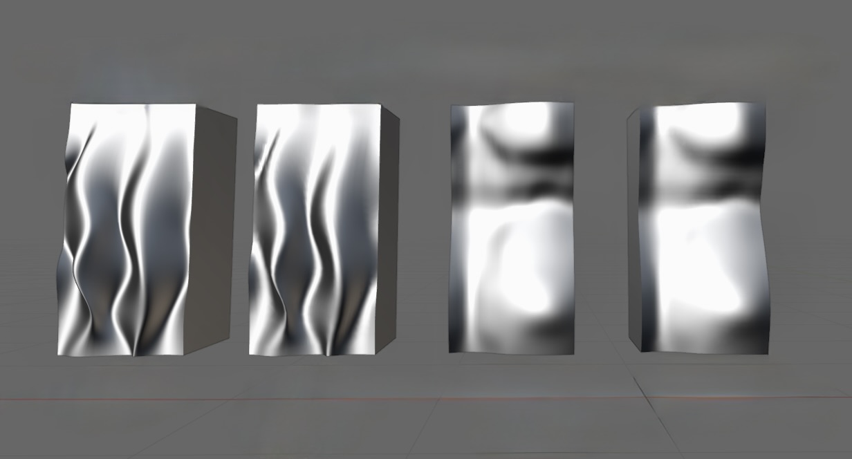Retopologized seawalls compared with the original geometry.