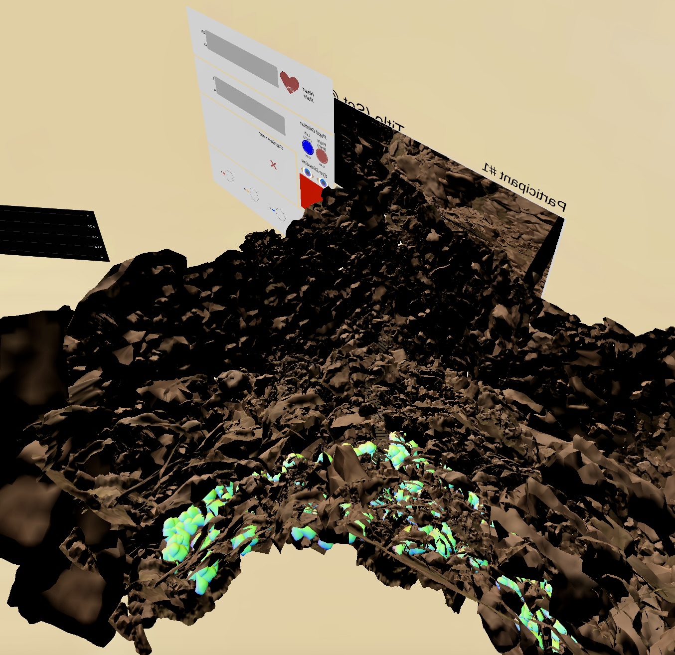 The entire scene of the VR Stress Tester environment, showcasing the integration of the rickety bridge and the rocky canyon.